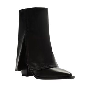 Arezzo Womens Bianca Mid Block Slip On Pointed Toe Boots Black